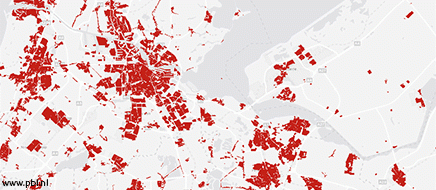 Link naar interactieve kaart van verstedelijking in Nederland